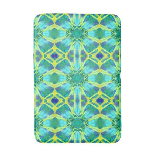 Aqua, Cobalt Blue en Yellow Tie Dye Pattern Badmat (Voorkant Verticaal)