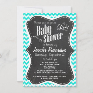 Aqua Color Chevron;  Chalkboard uiterlijk Kaart