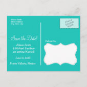 Aqua Color Paisley; Bloemen; Zomerpalm Aankondigingskaart (Achterkant)