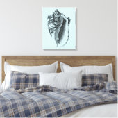 Aqua Conch Shell Canvas Afdruk (Insitu (Slaapkamer))