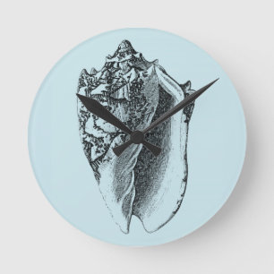 Aqua Conch Shell Ronde Klok