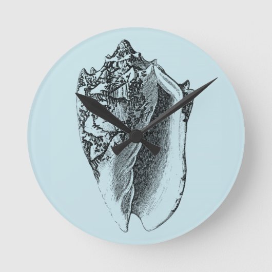 Aqua Conch Shell Ronde Klok (Voorkant)