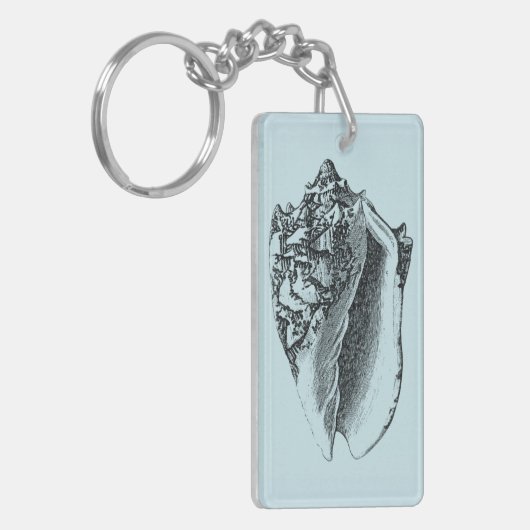 Aqua Conch Shell Sleutelhanger (Voorkant Links)
