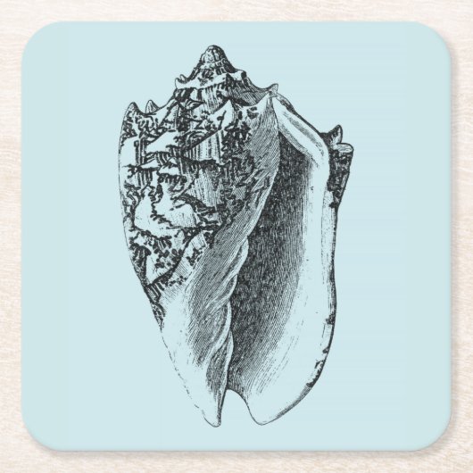Aqua Conch Shell Vierkante Kartonnen Onderzetter (Voorkant)