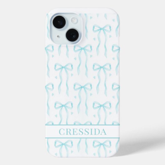 Aqua Coquette Boog Monogram Case-Mate iPhone Case (Achterkant)