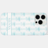 Aqua Coquette Booggestreepte Monogram Case-Mate iPhone Case (Achterkant (horizontaal))