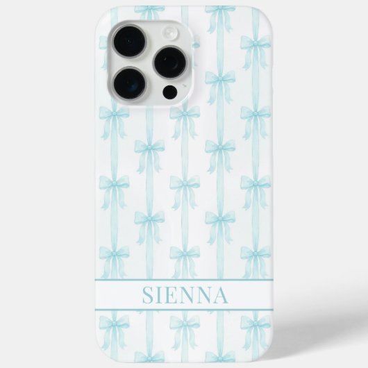 Aqua Coquette Booggestreepte Monogram Case-Mate iPhone Case (Achterkant)