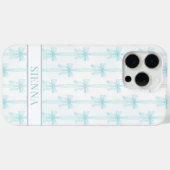 Aqua Coquette Booggestreepte Monogram Case-Mate iPhone Case (Achterkant (horizontaal))