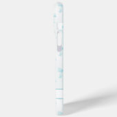 Aqua Coquette Booggestreepte Monogram Case-Mate iPhone Case (Achterkant / Links)