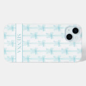 Aqua Coquette Booggestreepte Monogram Case-Mate iPhone Case (Achterkant (horizontaal))