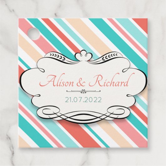 Aqua & Coral Bedankjes Labels (Voorkant)