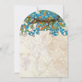 Aqua & Coral Cherry Blossom Tea Stain Invitations (Dos)