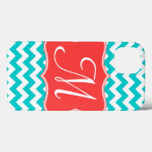 Aqua Coral Chevron Girly Monogram Coque ipad (Verso (horizontal))