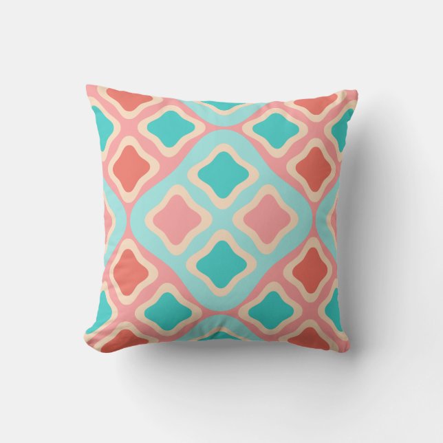 Aqua Coral Pattern Kussen (Voorkant)