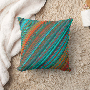 Aqua coral striped kussen