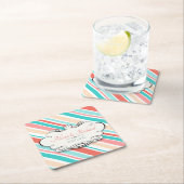 Aqua & Coral Vierkante Kartonnen Onderzetter (Insitu)