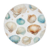 Aqua Cream Beach Shells Bruiloftsfeest Snijplank (Voorkant)