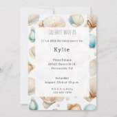 Aqua Cream Beach Shells Verjaardag Kaart (Voorkant)