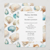 Aqua Cream Beach Shells Vrijgezellenfeest Kaart (Voorkant / Achterkant)