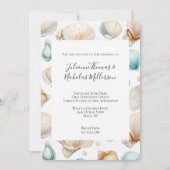 Aqua Cream Beach Shells Wedding Kaart (Voorkant)