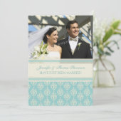 Aqua Cream Photo Just Married Faire-part Cartes (Debout devant)