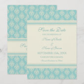 Aqua Cream Wedding Enregistrer la carte de date (Devant / Derrière)