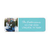 Aqua Custom Foto Vakantie Retouradres Etiket (Voorkant)