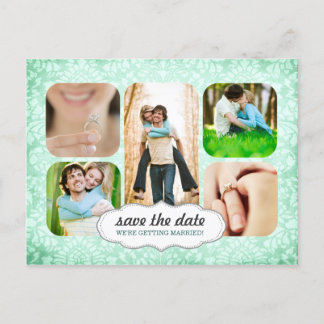 Aqua Custom Photo Save the Date Briefkaart