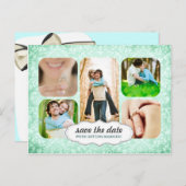 Aqua Custom Photo Save the Date Briefkaart (Voorkant / Achterkant)