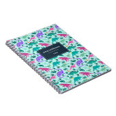 Aqua | Cute Colorful Dinosaur Pattern Personalized Notitieboek (Rechterzijde)