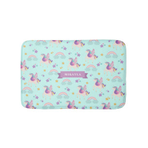Aqua   Cute Rainbow Unicorn Kinder Badmat