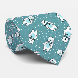 Aqua cute sneeuw ijsbeer patroon stropdas