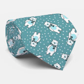 Aqua cute snow polar bear pattern stropdas (Opgerold)