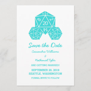 Aqua D20 Dice Enregistrer la date Invitation