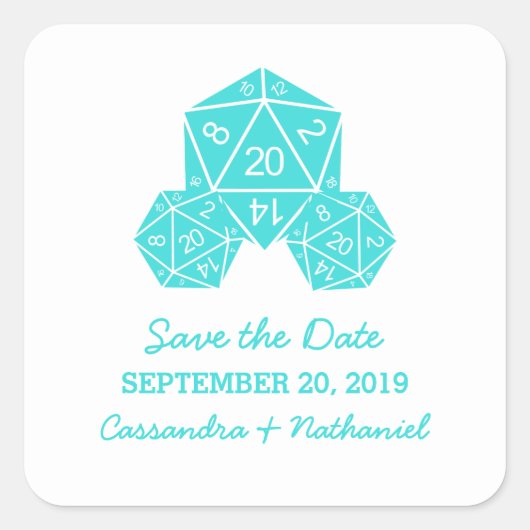 Aqua D20 Dice Enregistrer les stickers Date (Devant)