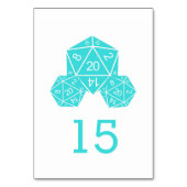 Aqua D20 Dice Wedding Table Kaart (Achterkant)