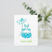 Aqua Daisy Bunny verjaardaguitnodiging Kaart (Staand voorkant)