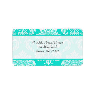 Aqua Damask Adresetiketten Etiket