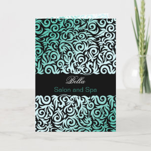 aqua damask Business Thank you Cartes