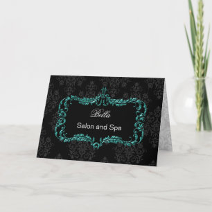 aqua damask Business Thank you Cartes