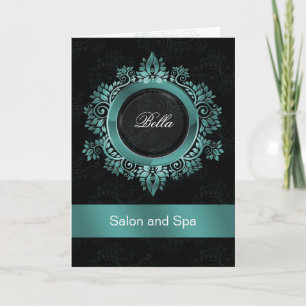aqua damask Business Thank you Cartes