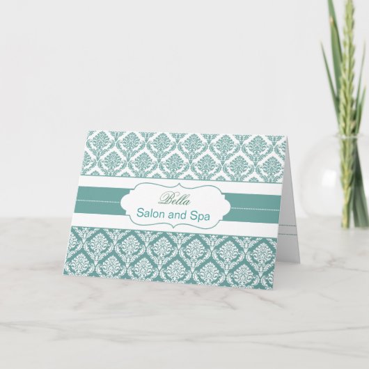 aqua damask Business Thank you Cartes (Devant)
