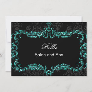 aqua damask Business Thank you Cartes