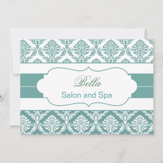 aqua damask Business Thank you Cartes (Devant)