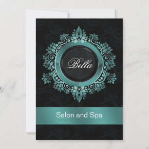 aqua damask Business Thank you Cartes