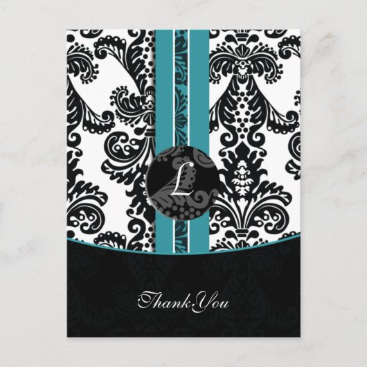 aqua damask Dankuwel Kaarten (Voorkant)