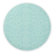 Aqua damask keramische kast deurknoppen.