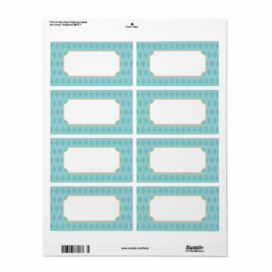 Aqua Damask Labels (Full Sheet)