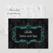 aqua damask or business ThankYou Cartes (Devant / Derrière)