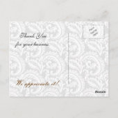 aqua damask or business ThankYou Cartes (Dos)